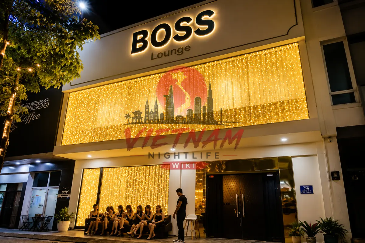 다낭 보스 바 라운지 (Boss Bar Lounge) 화려한 1층 메인 홀 조명